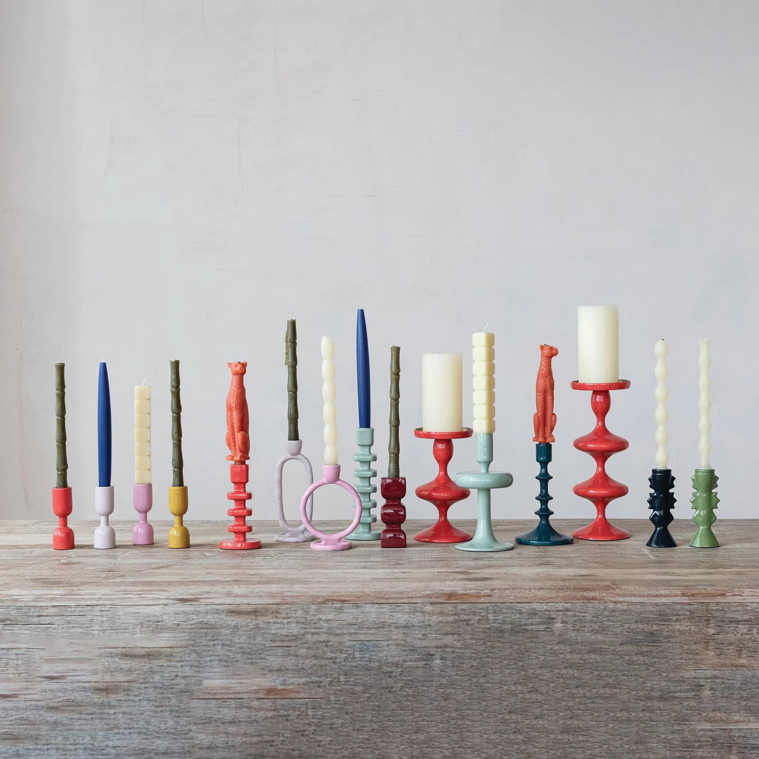 Enameled Aluminum Taper Holder, Feathered Farmhouse