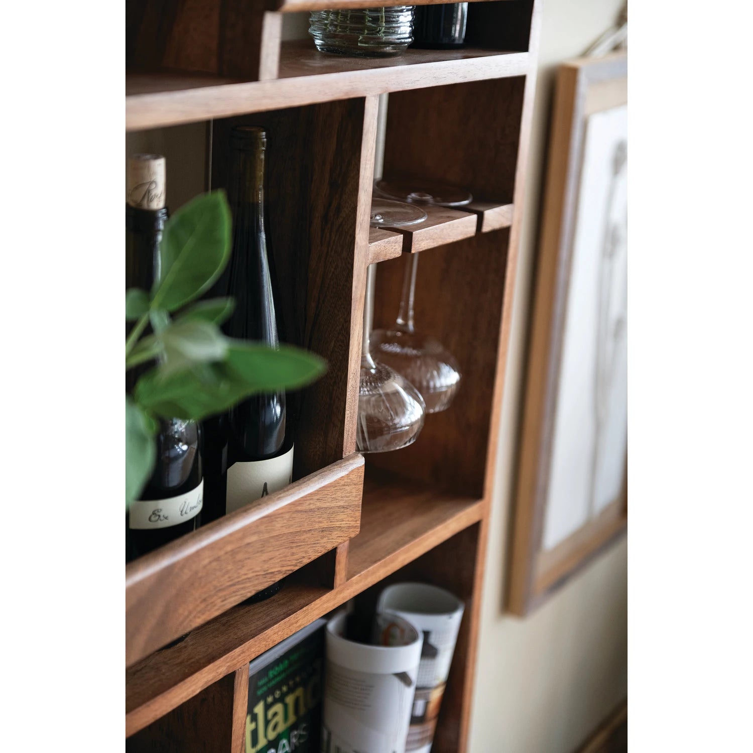 Wall Wine Rack and Shelf, Feathered Farmhouse