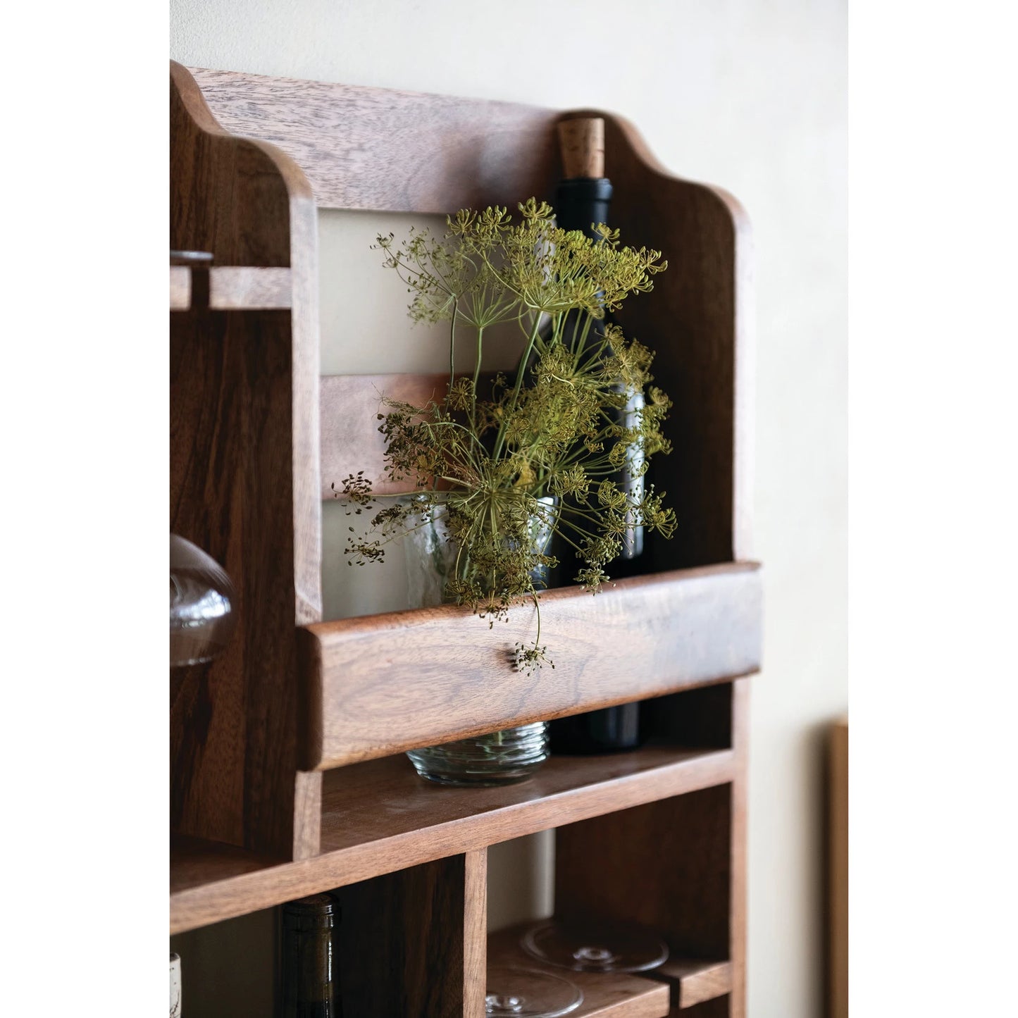 Wall Wine Rack and Shelf, Feathered Farmhouse
