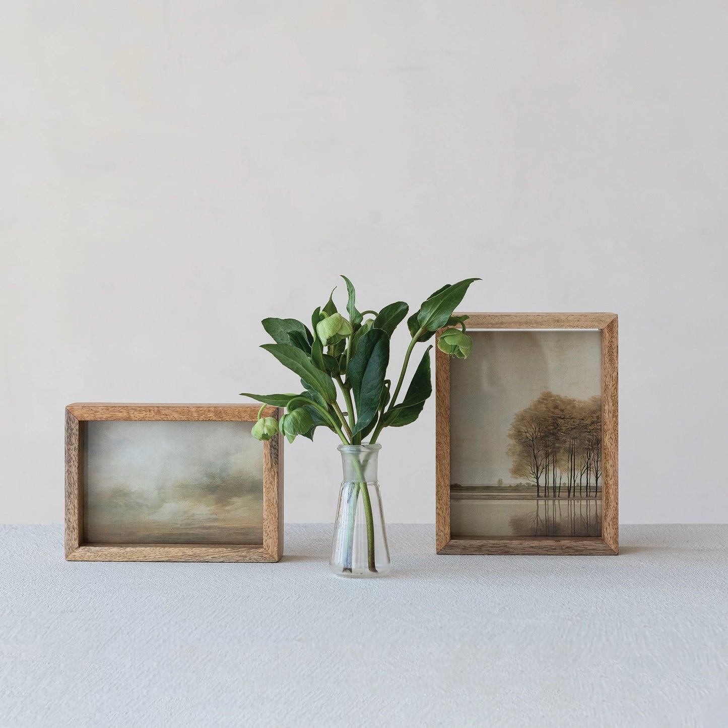 Floating Two-Sided Photo Frame, Feathered Farmhouse