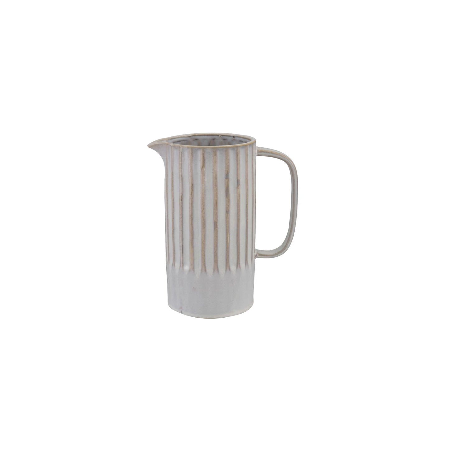 Quart Stoneware Ribbed Pitcher, Feathered Farmhouse