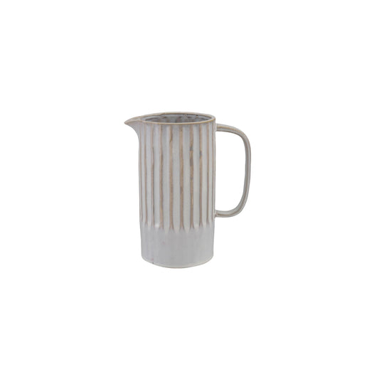 Quart Stoneware Ribbed Pitcher, Feathered Farmhouse