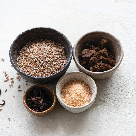 Textured Stoneware Nesting Bowls, Feathered Farmhouse