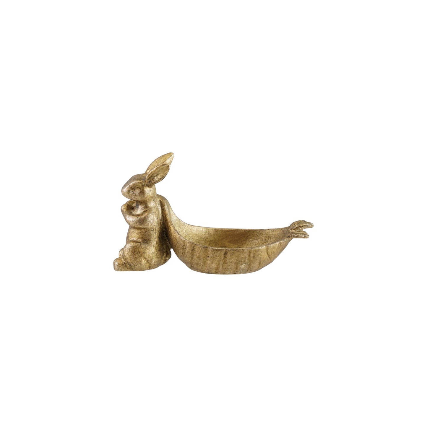Pewter Rabbit Pulling Carrot Shaped Dish, Feathered Farmhouse