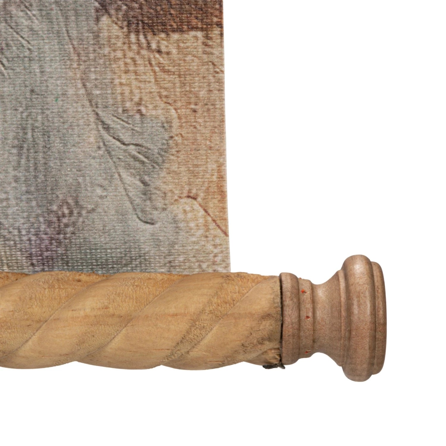 Carved Wood & Canvas Scroll Wall Decor with Landscape, Feathered Farmhouse