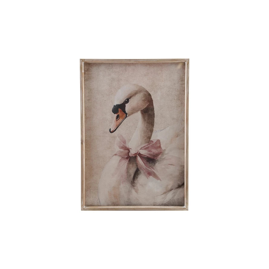 Swan Wood Framed Wall Decor, Feathered Farmhouse