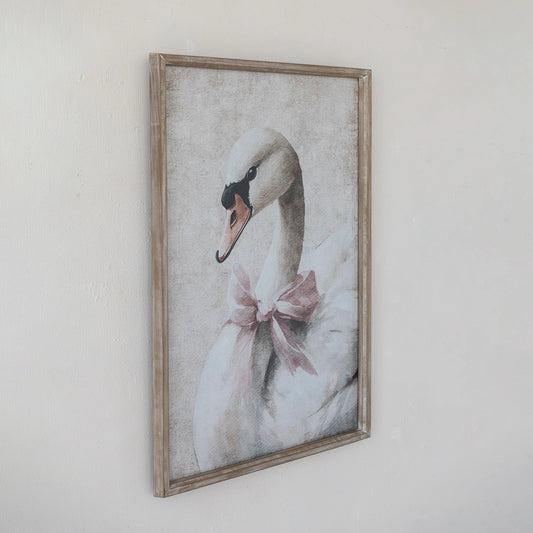 Swan Wood Framed Wall Decor, Feathered Farmhouse