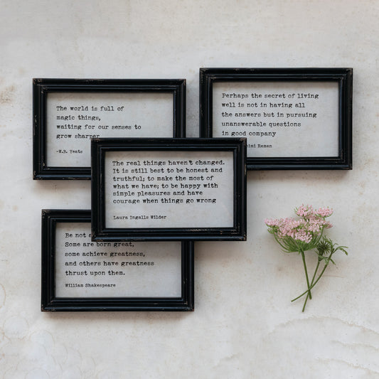 Wood Framed Wall Decor with Saying, Feathered Farmhouse