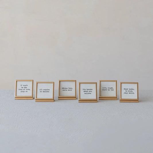 Metal & Glass Frame Easel and Saying