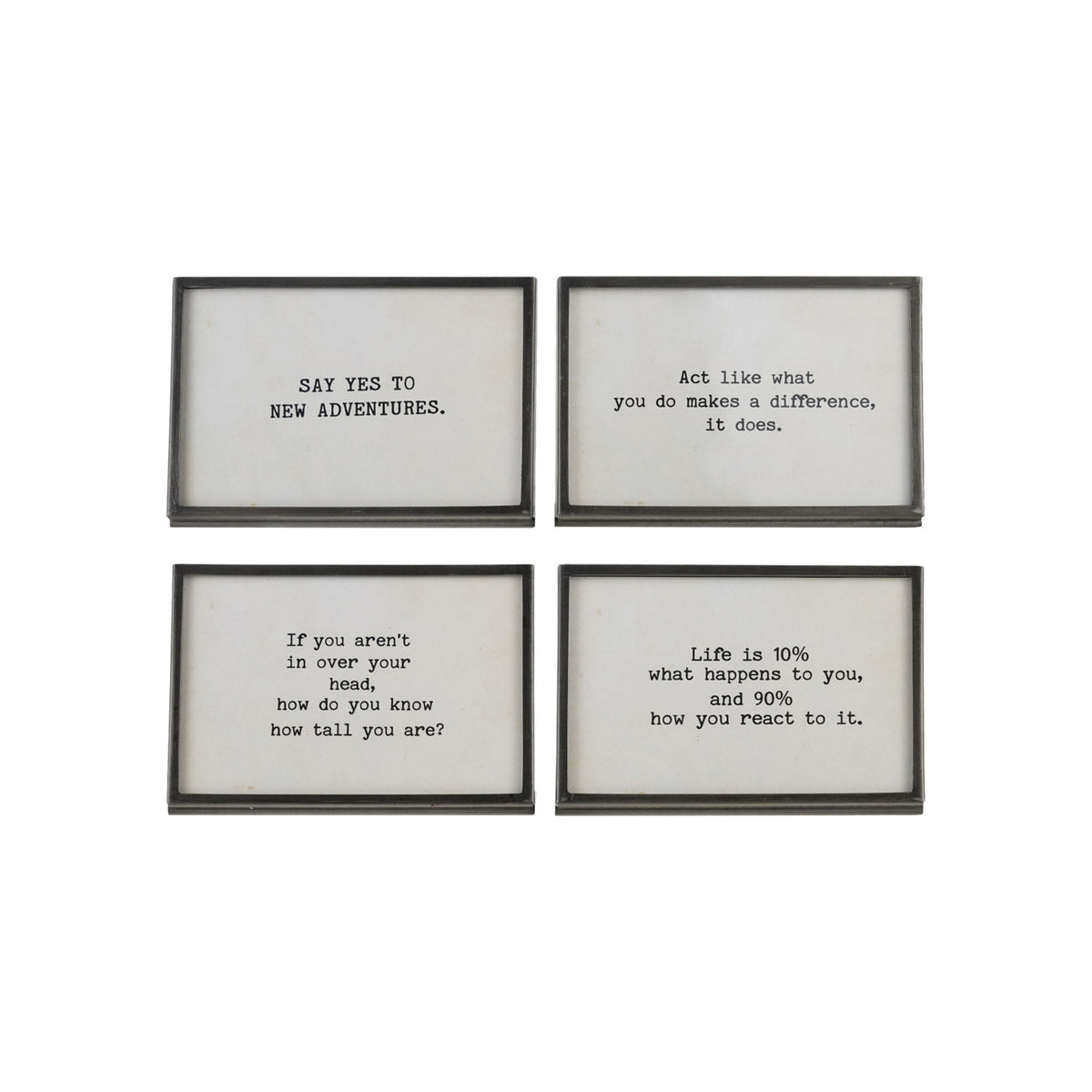 Metal & Glass Frame with Saying, Feathered Farmhouse