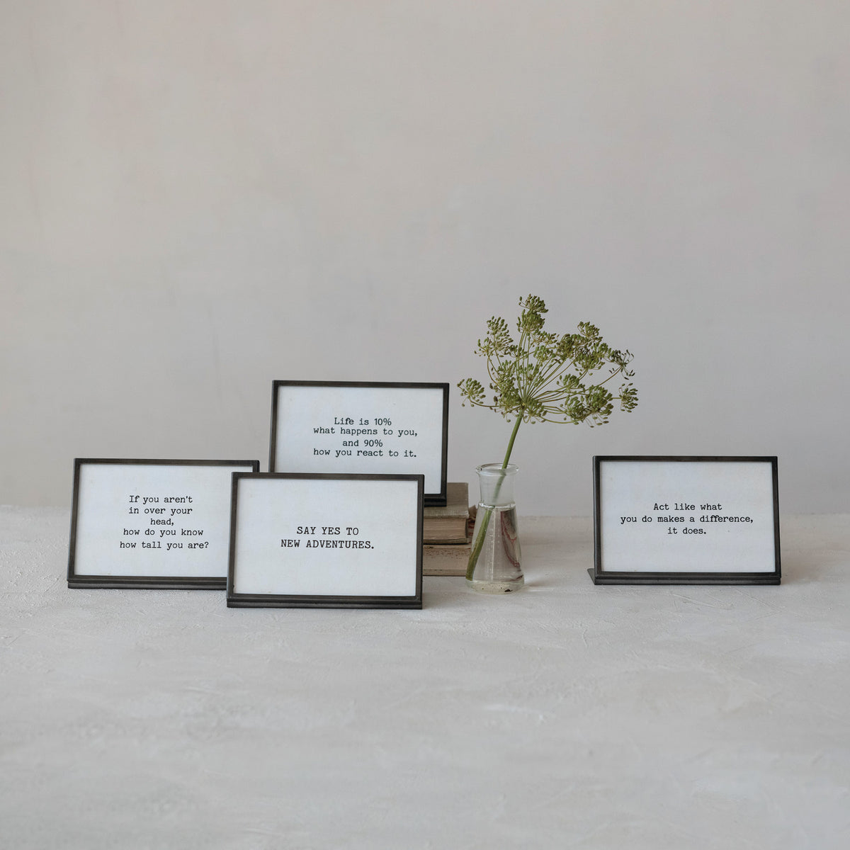 Metal & Glass Frame with Saying, Feathered Farmhouse