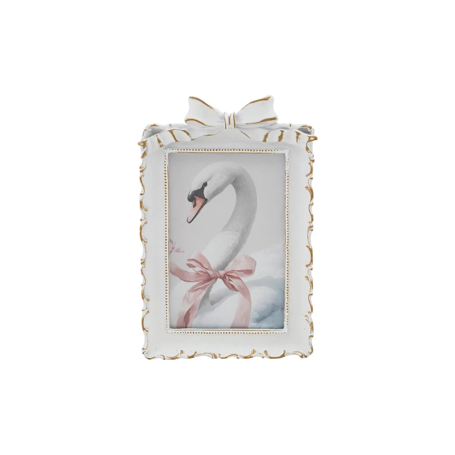 Photo Frame with Bow, Feathered Farmhouse