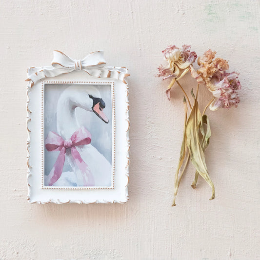 Photo Frame with Bow, Feathered Farmhouse