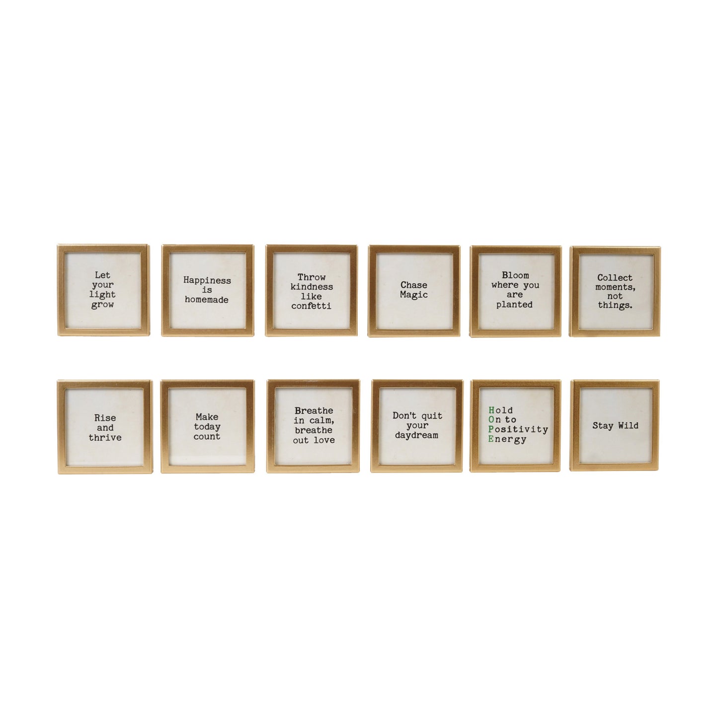 Metal & Glass Framed Magnet with Saying, Feathered Farmhouse