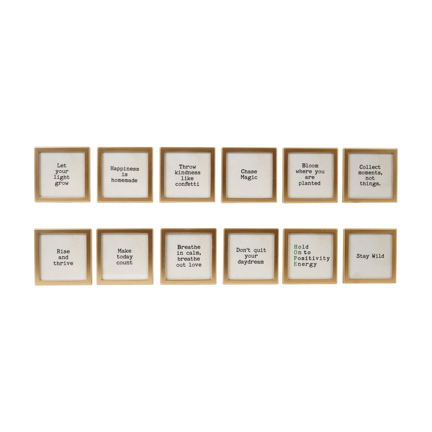 Metal & Glass Framed Magnet with Saying, Feathered Farmhouse