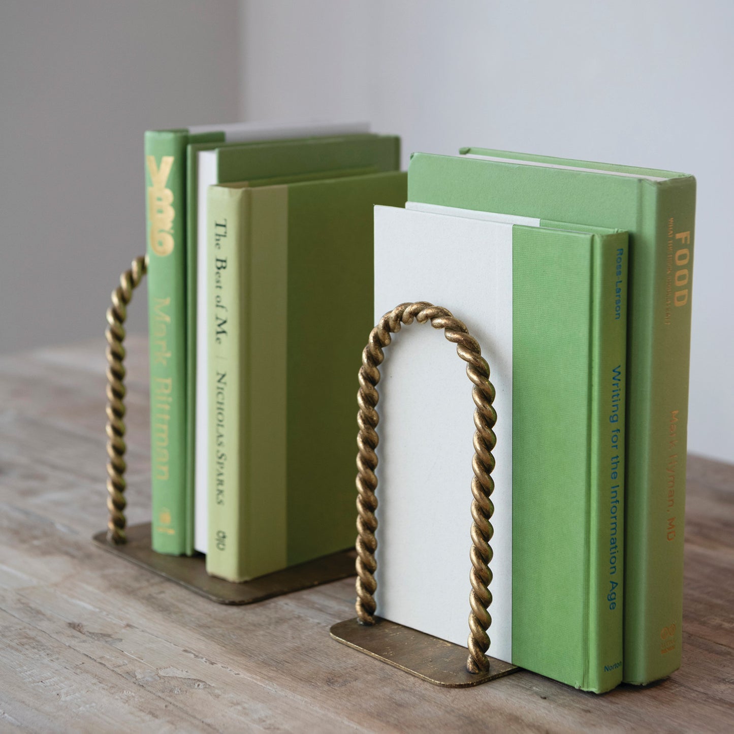Twisted Metal Arched Bookends, Feathered Farmhouse