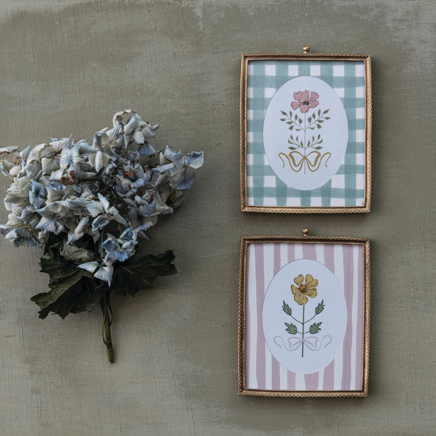 Pewter Framed Glass Wall Decor, Feathered Farmhouse