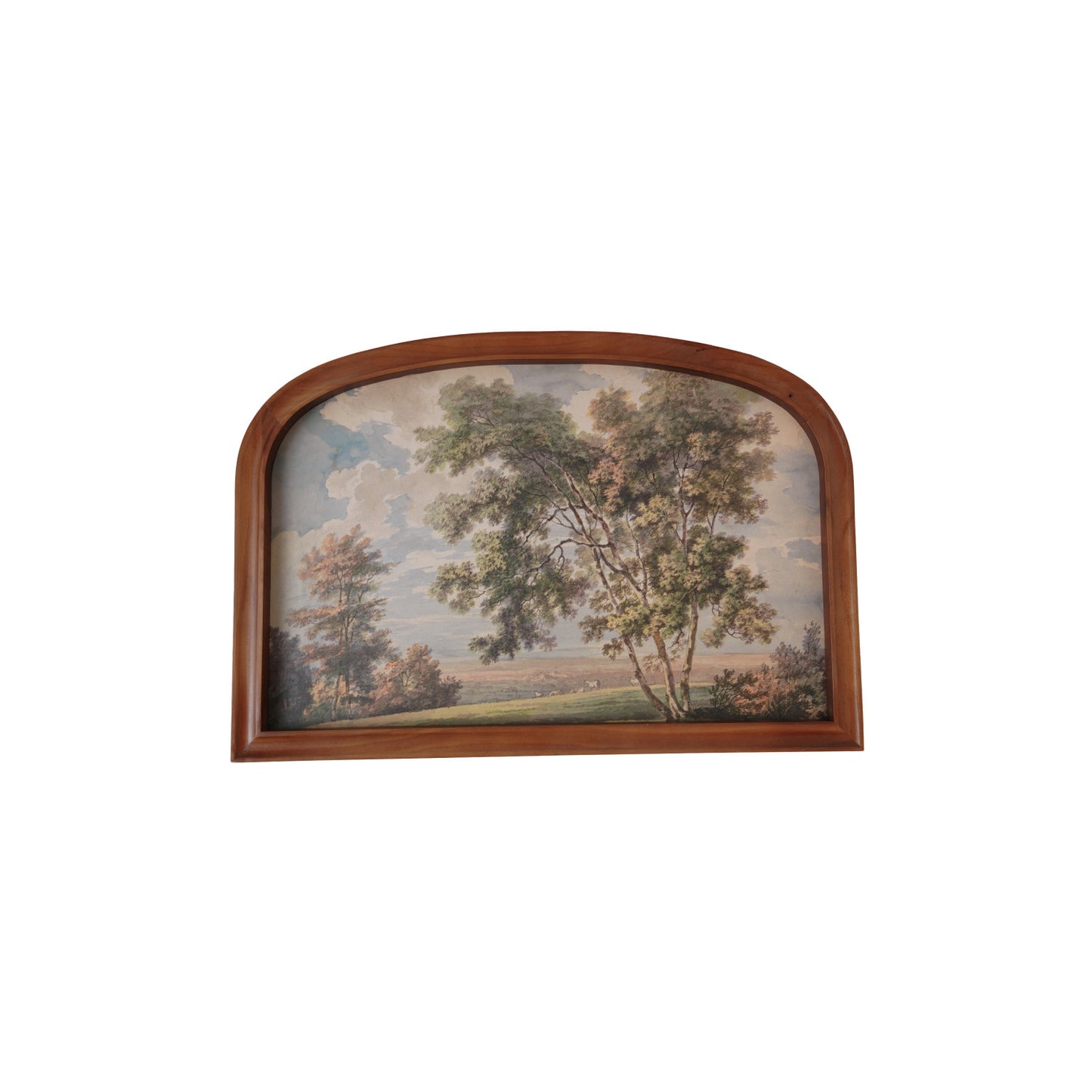 Wood Arched Framed Wall Decor with Landscape, Feathered Farmhouse