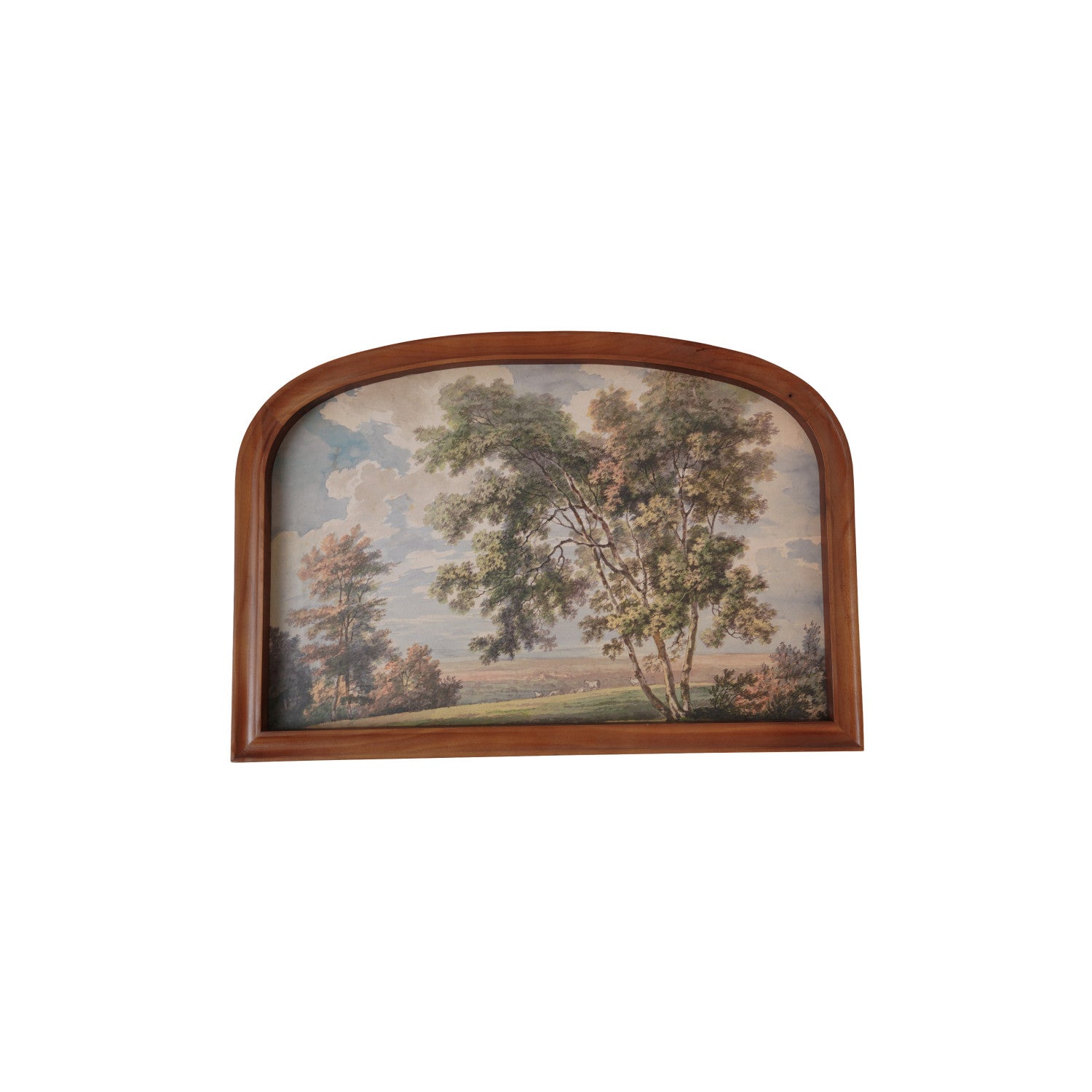 Wood Arched Framed Wall Decor with Landscape, Feathered Farmhouse