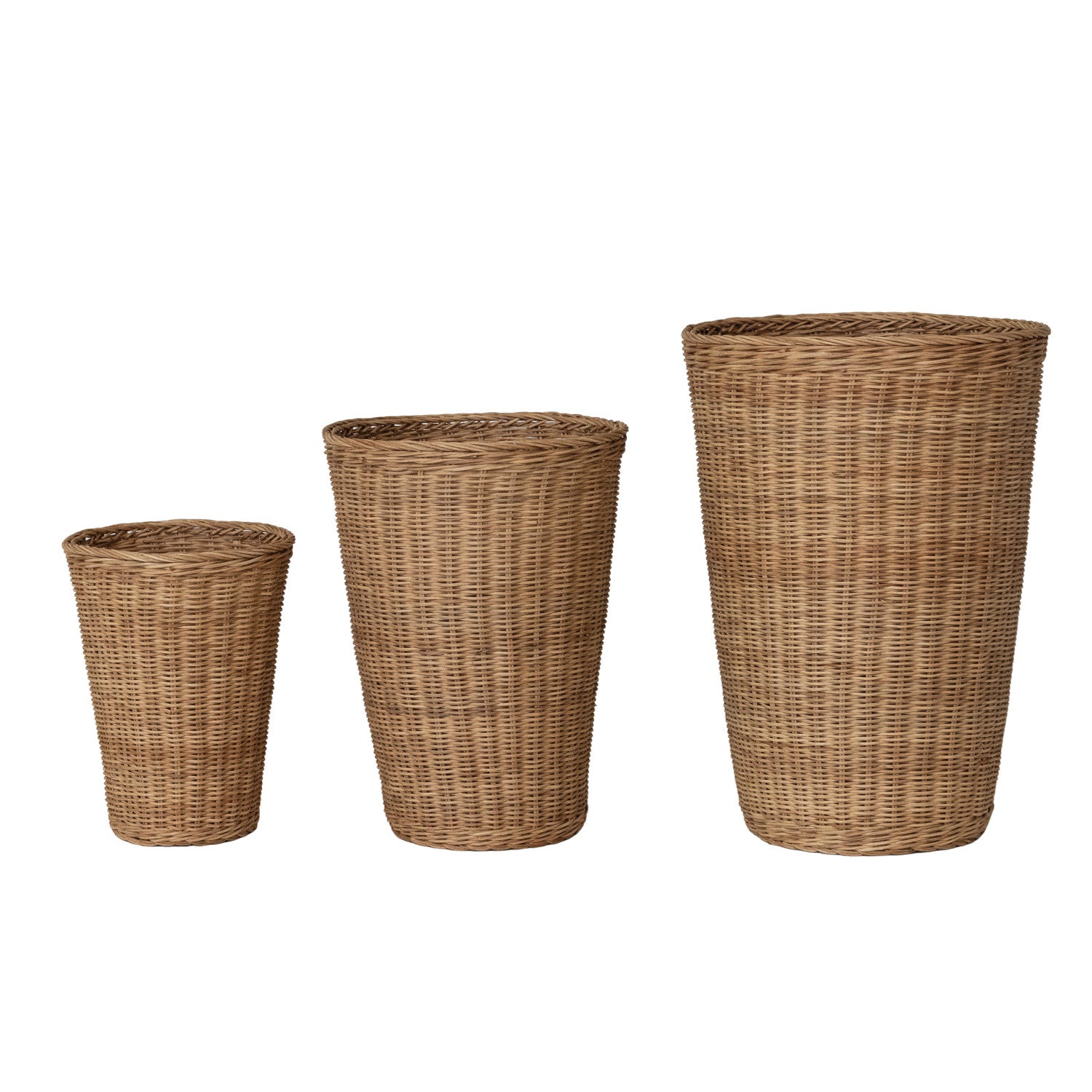 Hand-Woven Rattan Baskets, Feathered Farmhouse