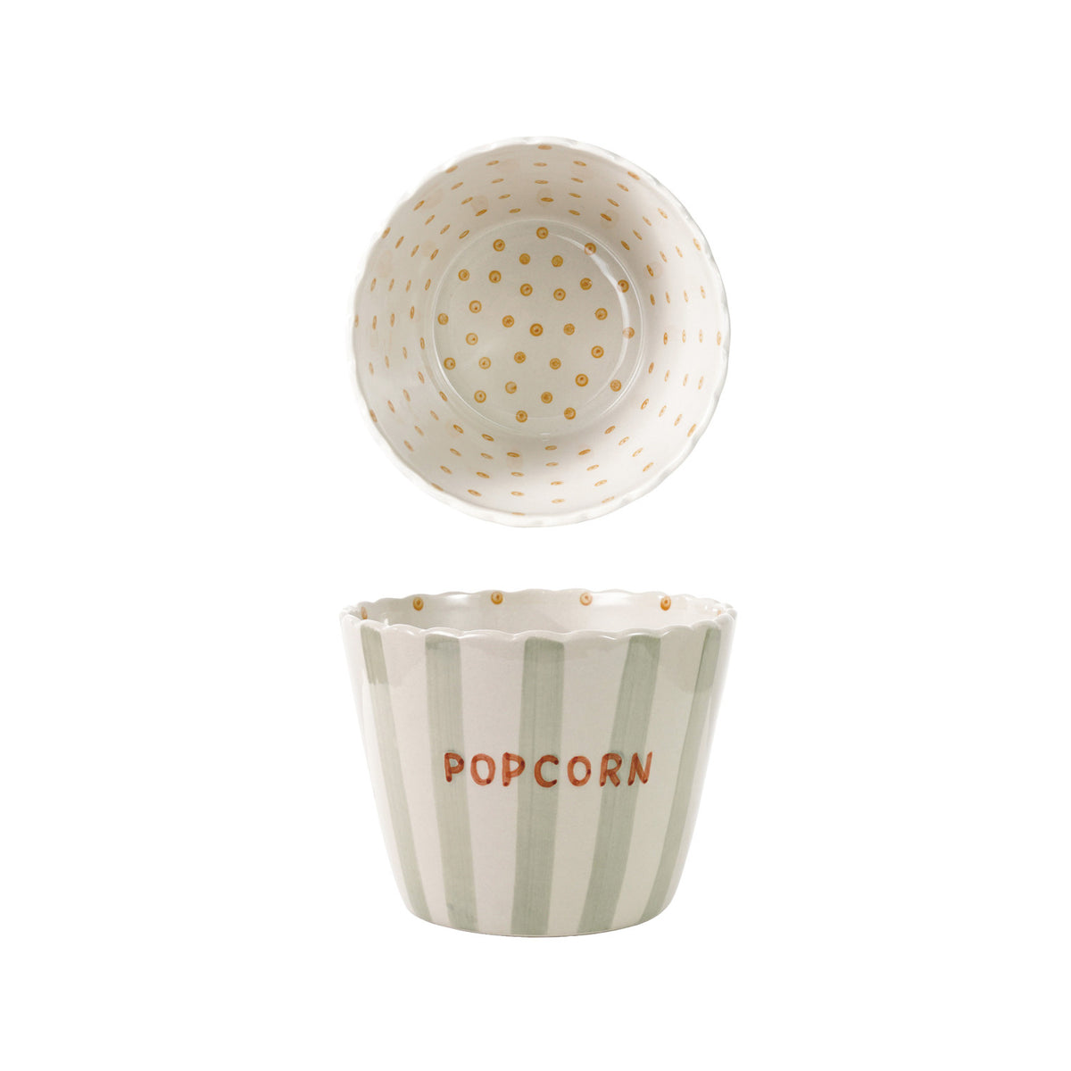 Embossed Stoneware Scalloped Striped Bowl, Feathered Farmhouse