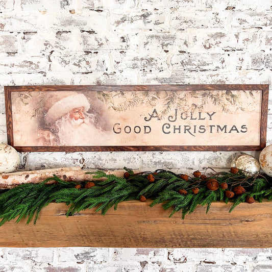 A Jolly Good Christmas Wood Sign, Feathered Farmhouse