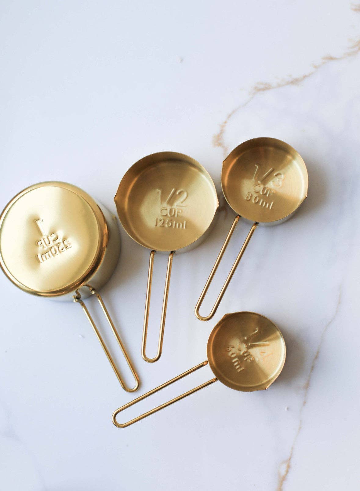 Auric Gold Stainless Steel Measuring Cup Set, Feathered Farmhouse