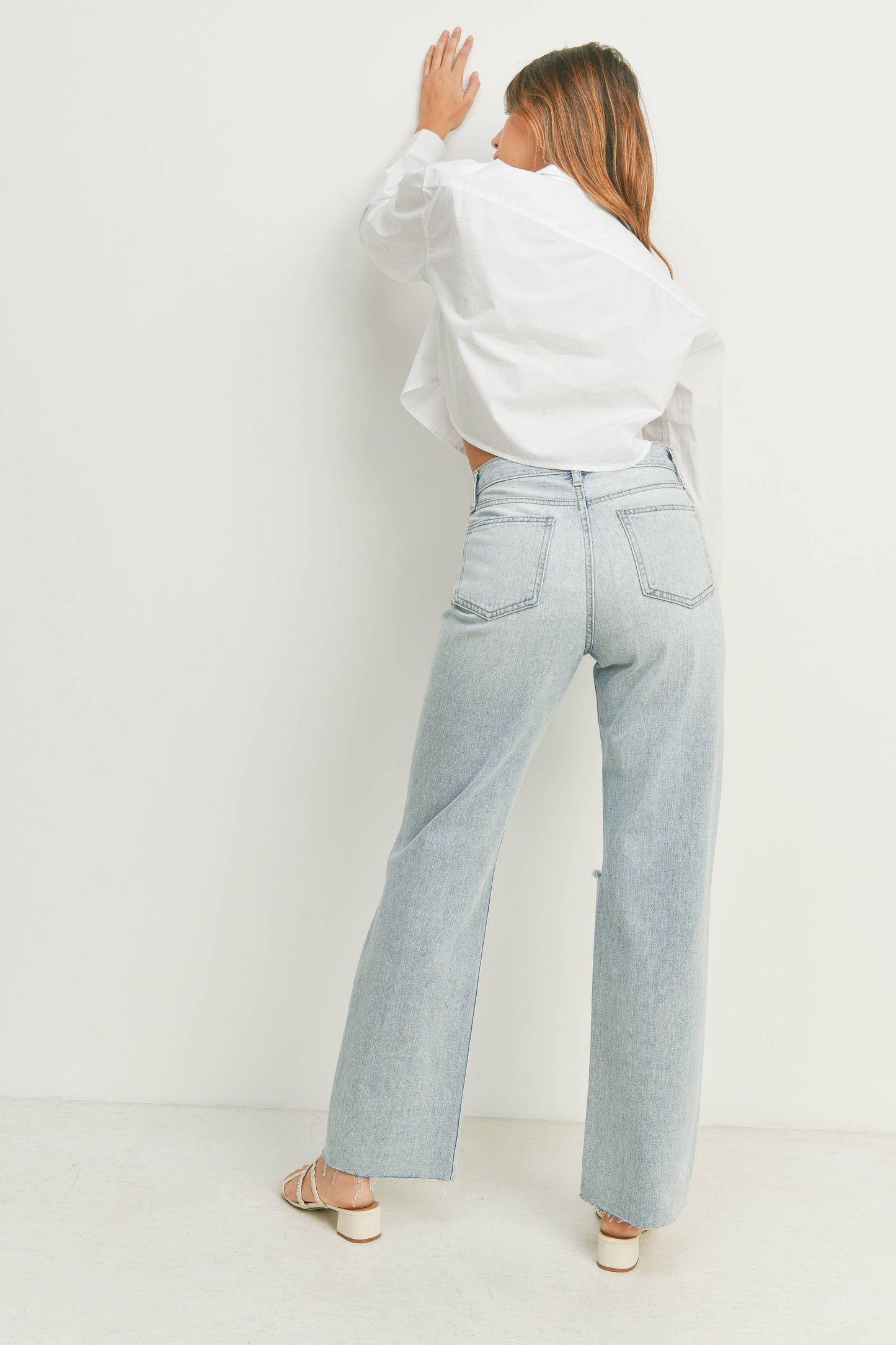 Ribcage Longer Length Straight Leg Jeans, Feathered Farmhouse