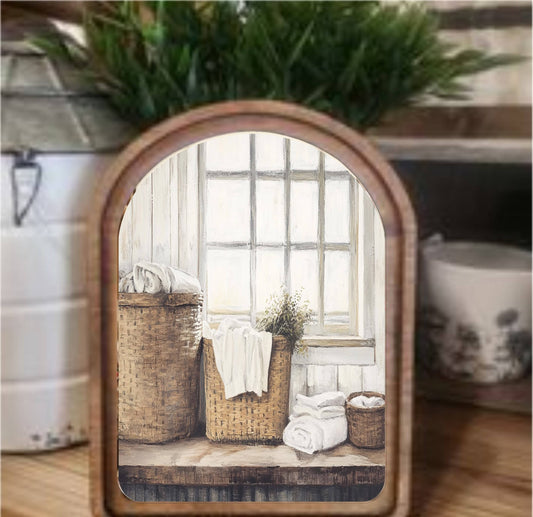 Laundry Baskets Framed Art Arch Top, The Feathered Farmhouse