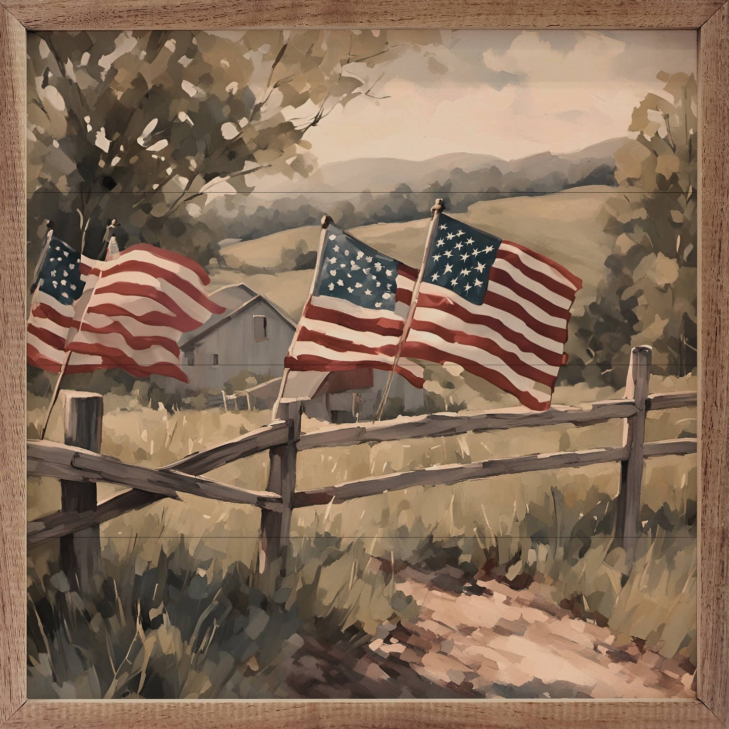 Flags On Wooden Fence, The Feathered Farmhouse