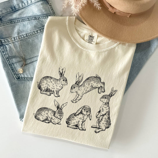 Vintage Easter Bunnies Tshirt, The Feathered Farmhouse