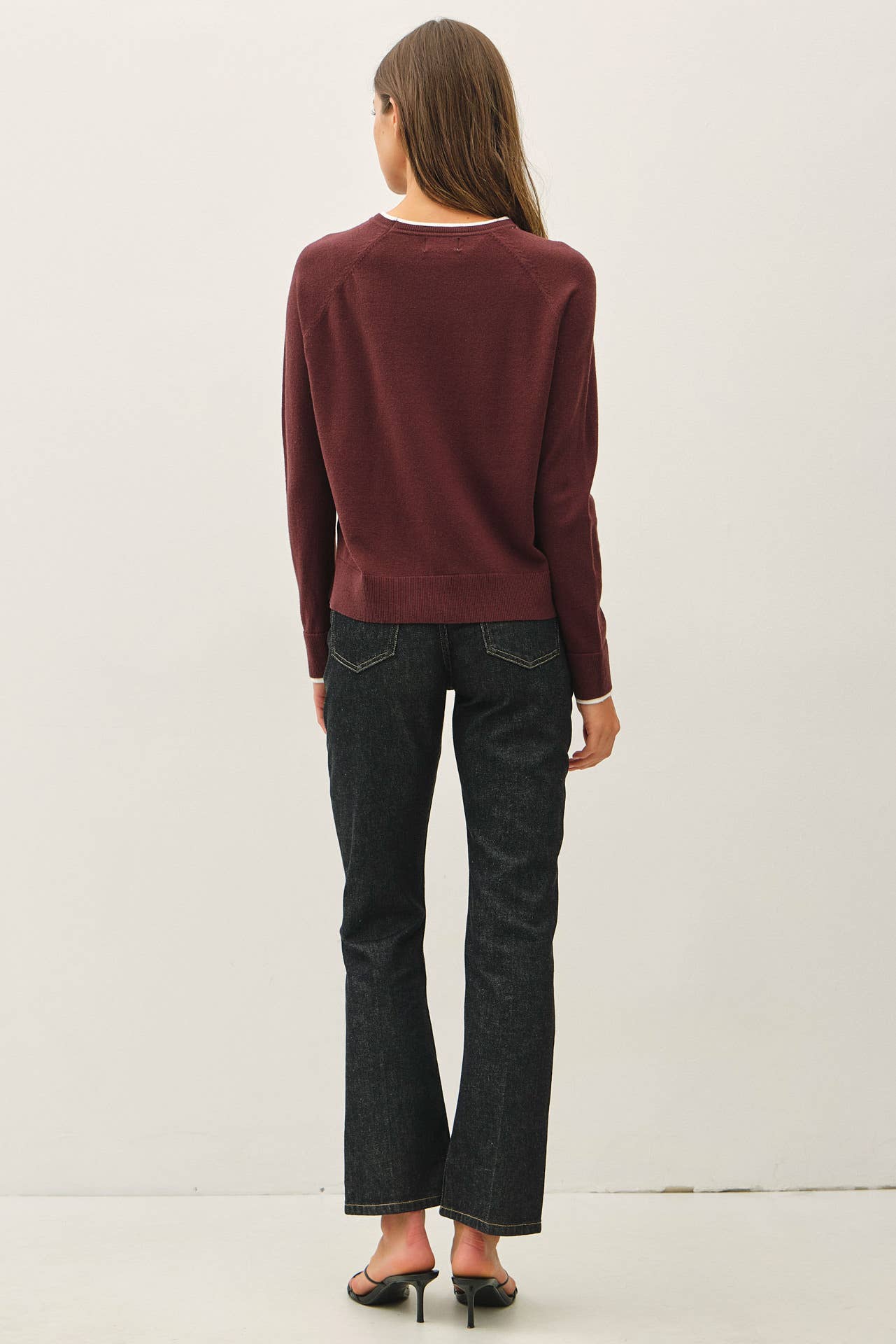 Double Layered Look Raglan Sweater Top