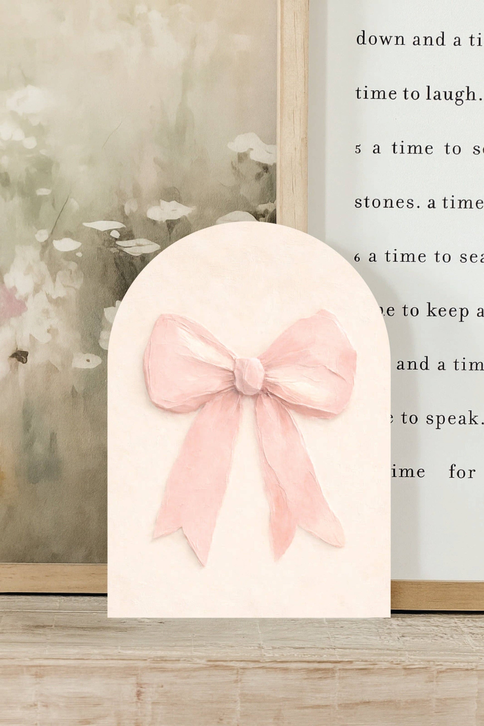 Soft Pink Bow Arch, Feathered Farmhouse