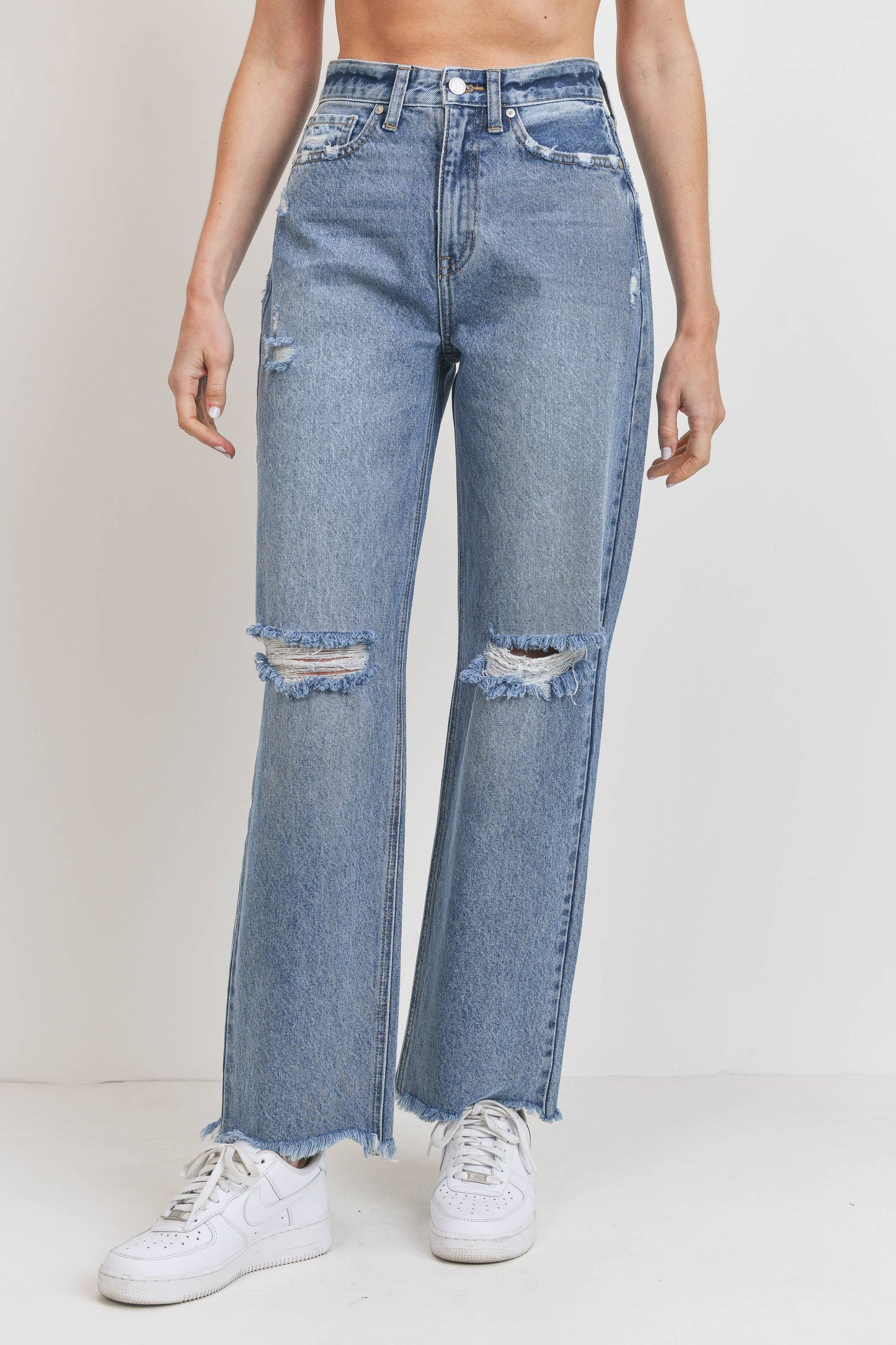 Mid Rise 90's Straight Jeans, Feathered Farmhouse