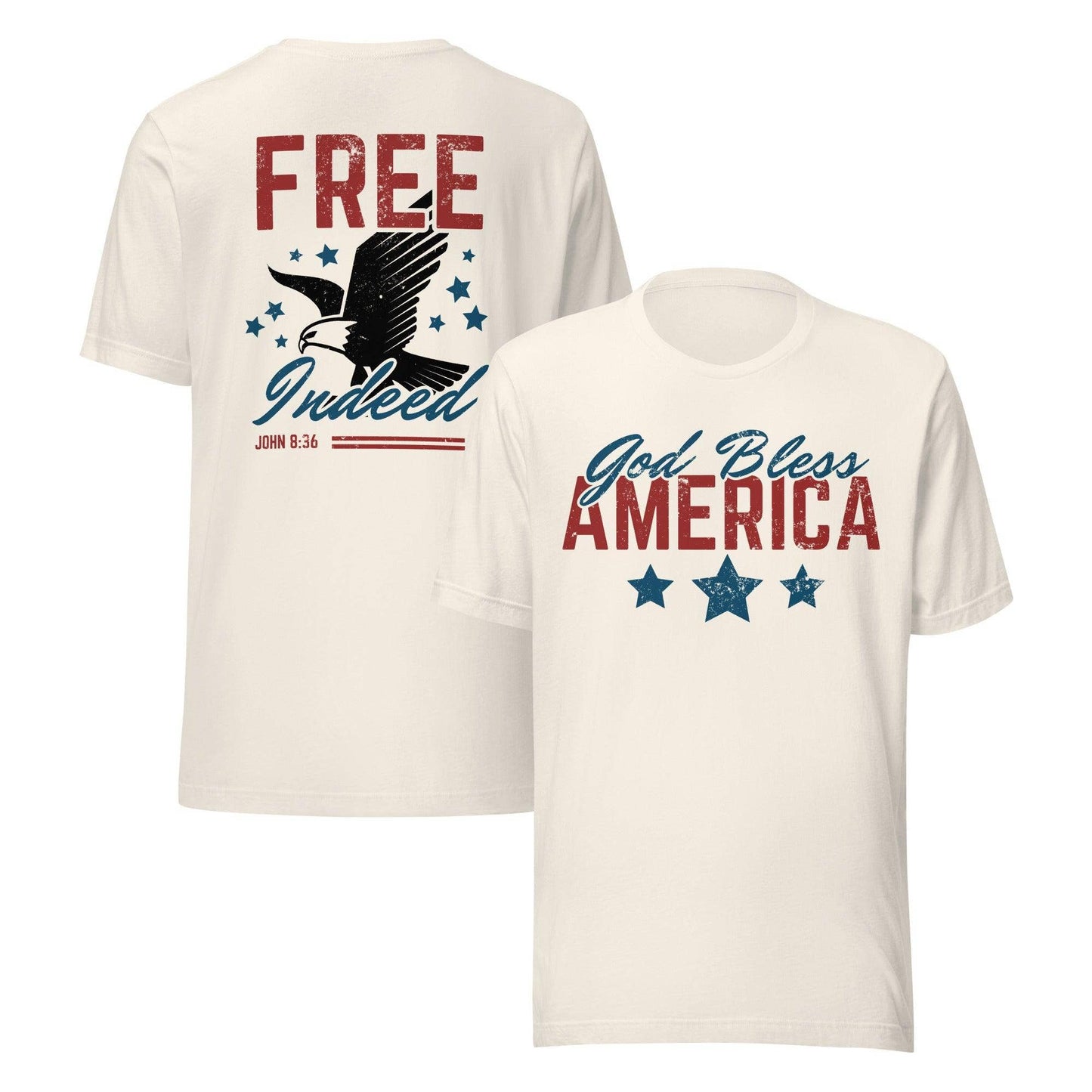 Patriotic 'God Bless America' Ivory Graphic Tee, Feathered Farmhouse