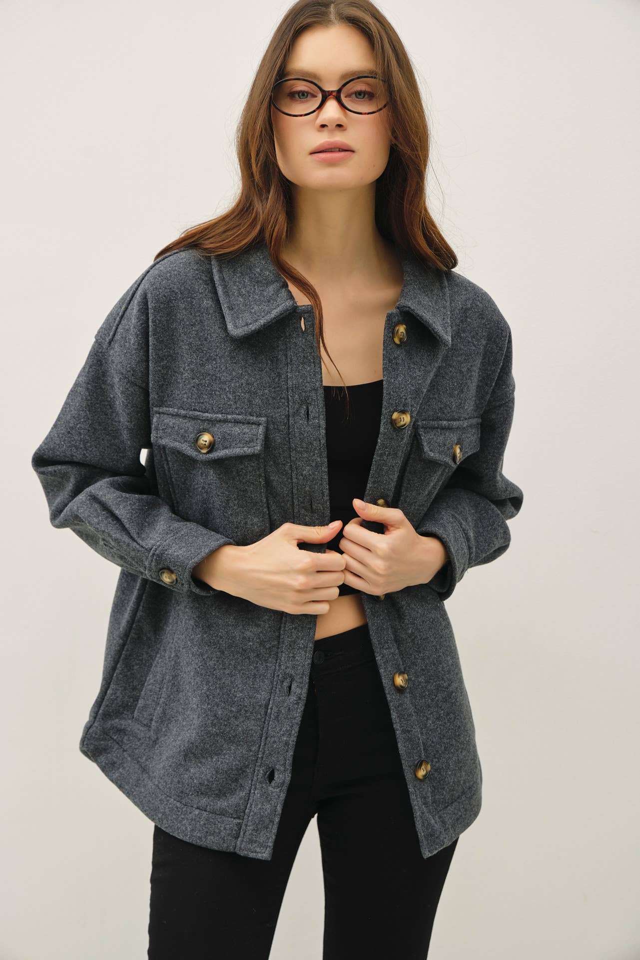 Utility Boxy Fit Woolen Shacket, Feathered Farmhouse