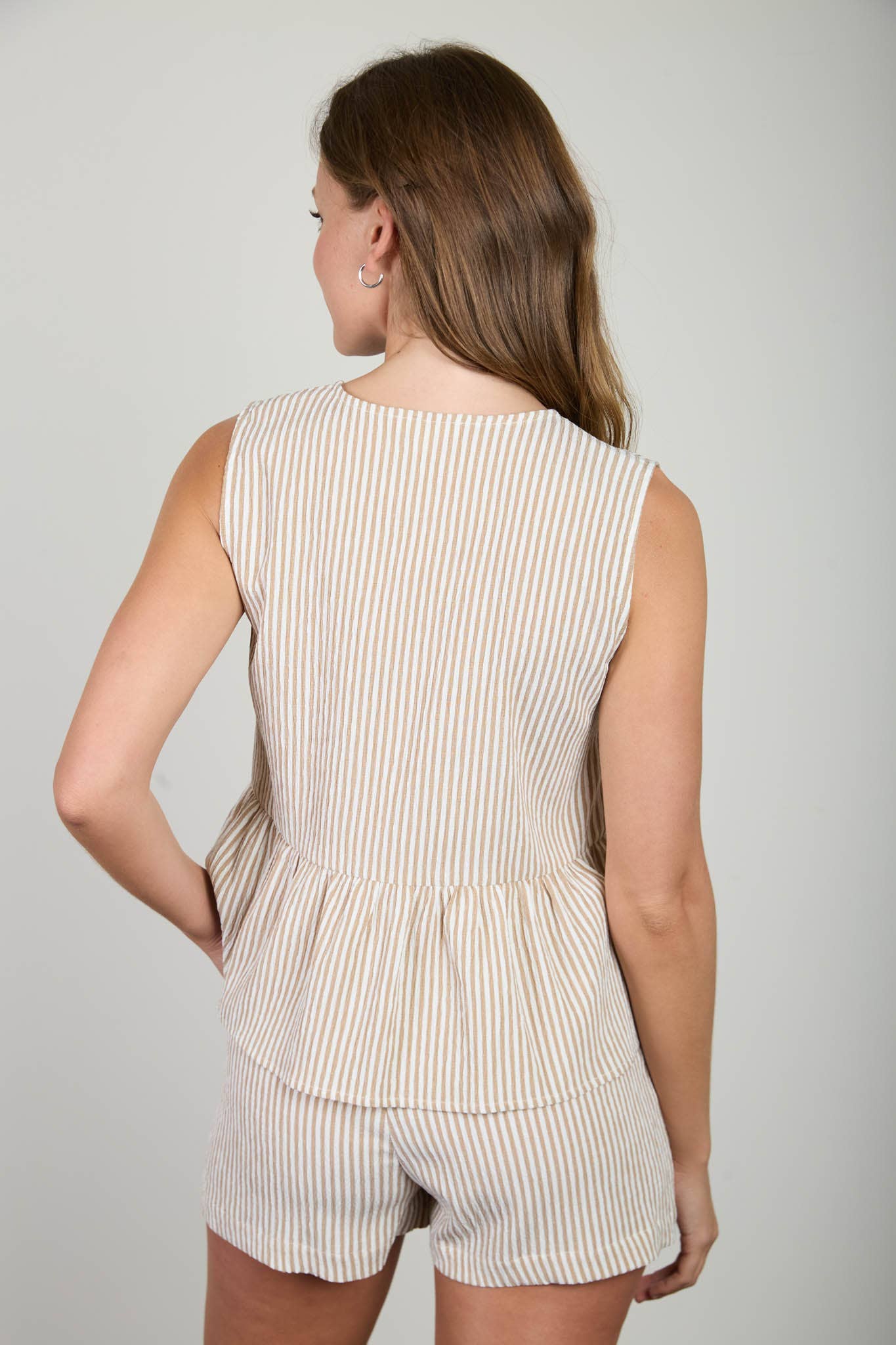 Tie Ruffle Tank Top, Feathered Farmhouse