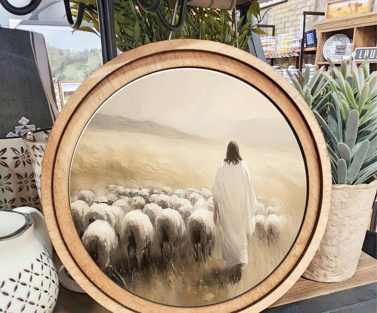 Jesus Sheep Art, Feathered Farmhouse