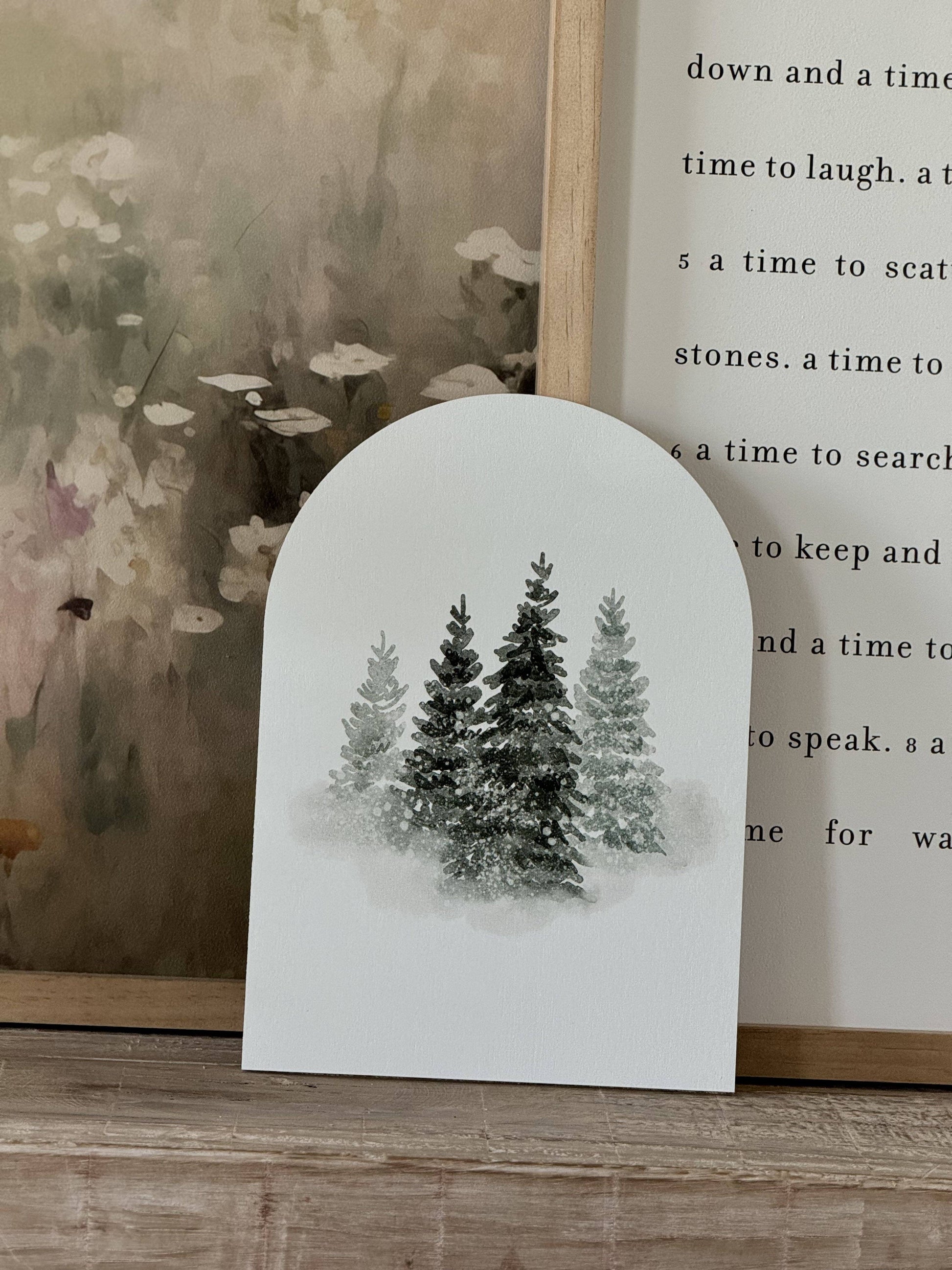 Winter Tree Watercolor Arch, Feathered Farmhouse