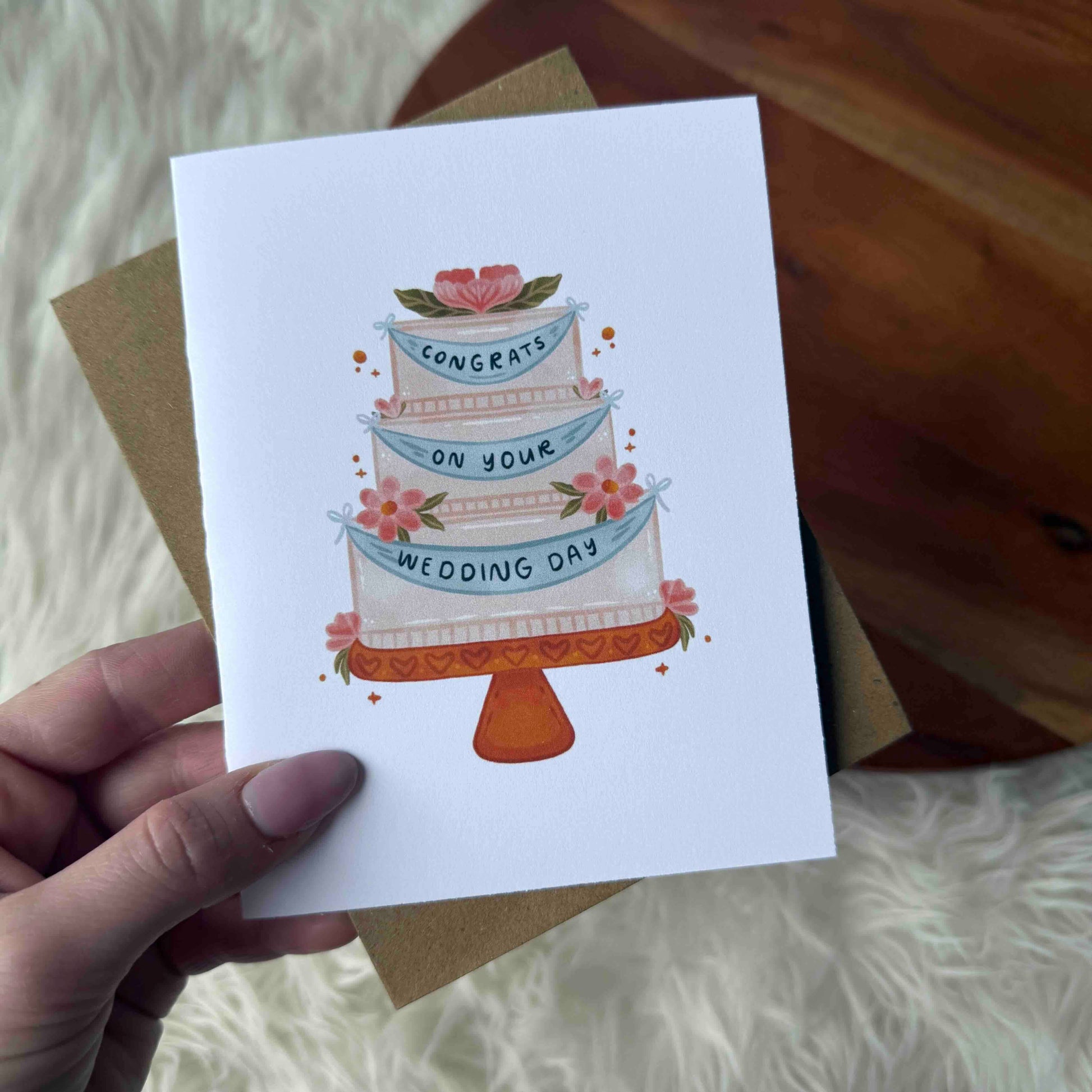 Wedding Cake With Banner Card, Feathered Farmhouse