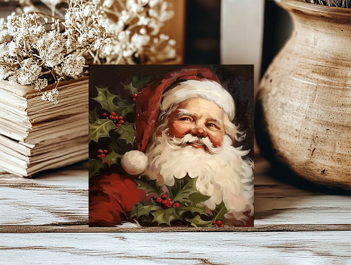 Vintage Santa Insert, Feathered Farmhouse