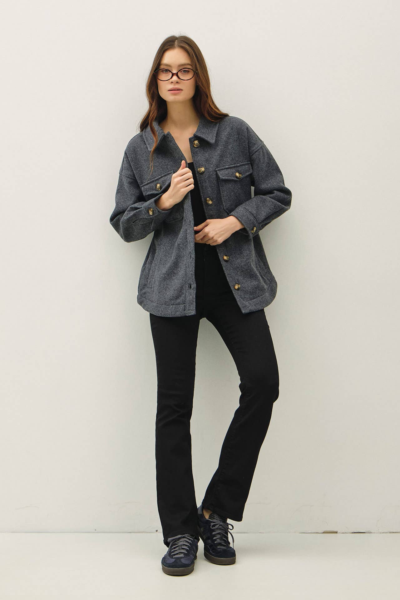 Utility Boxy Fit Woolen Shacket, Feathered Farmhouse