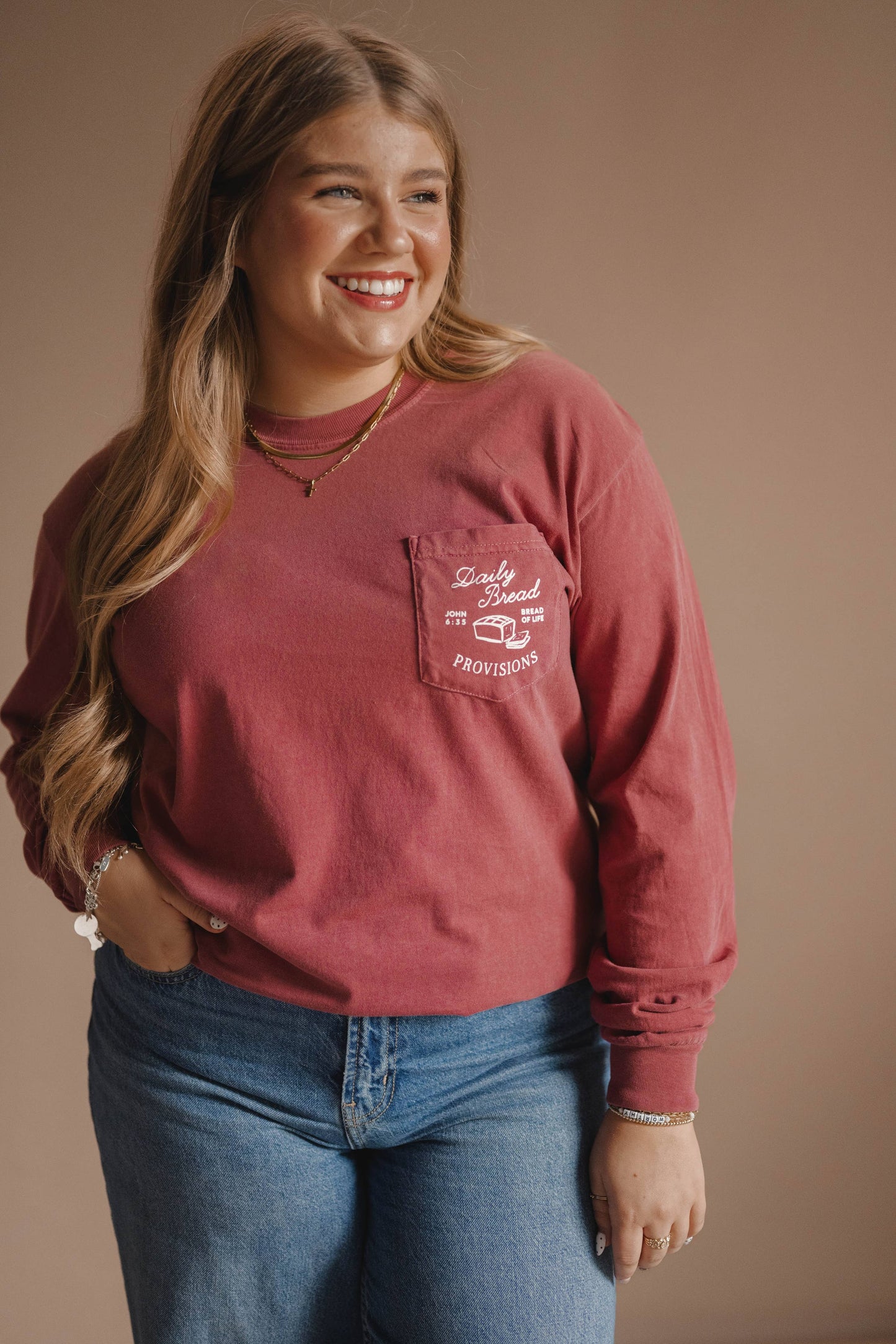 Daily Bread Long Sleeve Tee, Feathered Farmhouse