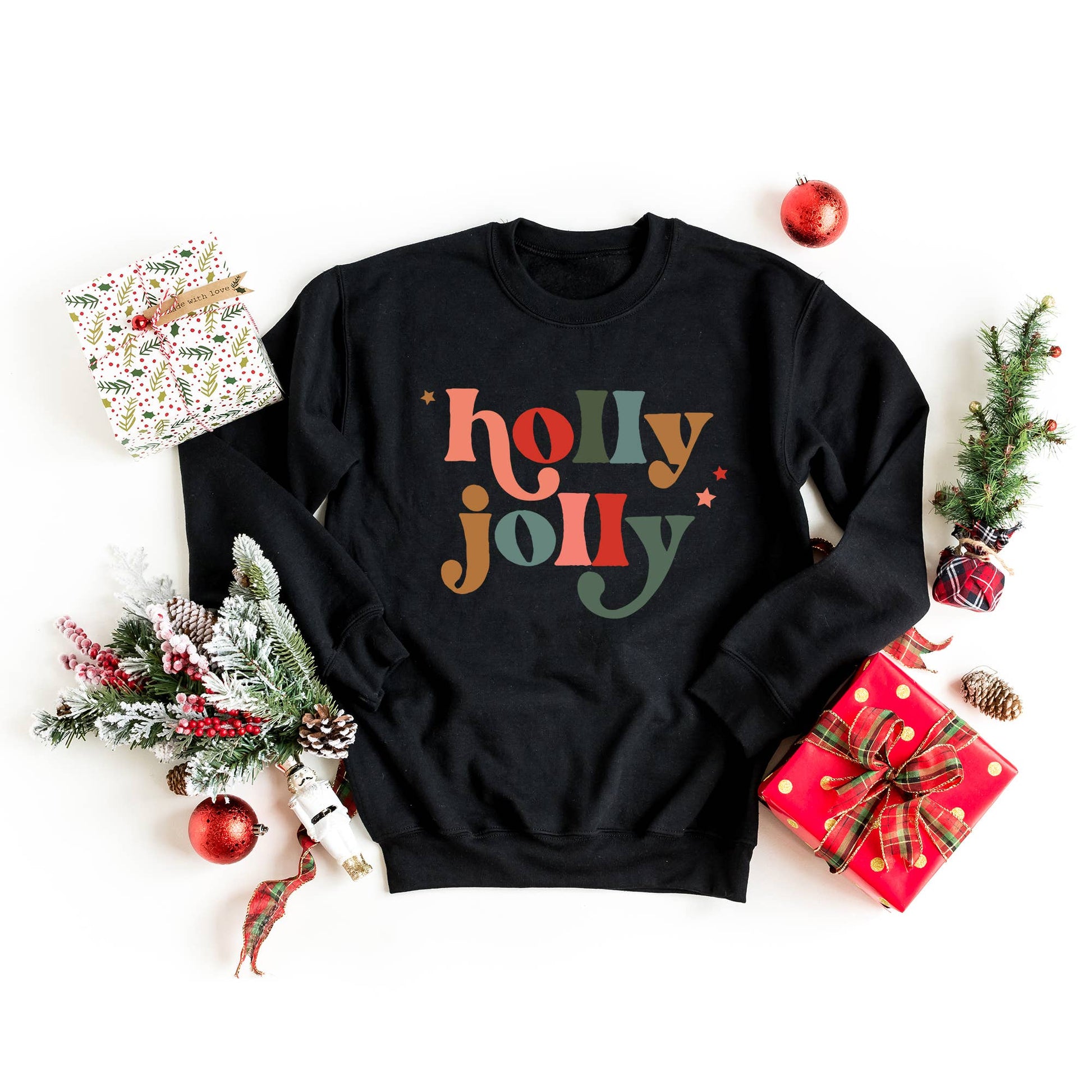 Holly Jolly Stars Sweatshirt, Feathered Farmhouse