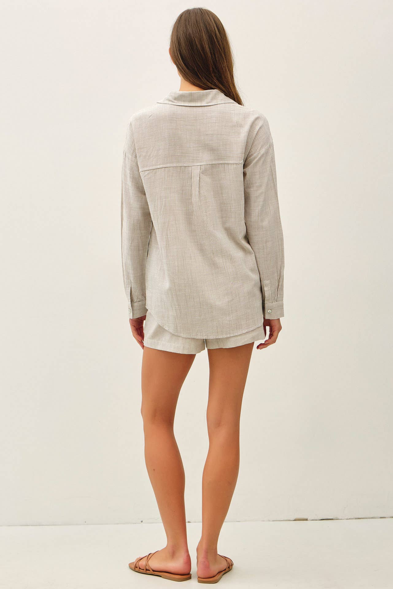 Hairline Stripe Button Down Shirt, Feathered Farmhouse