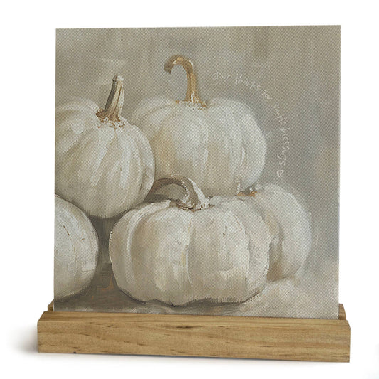 White Pumpkins Mini Canvas, Feathered Farmhouse