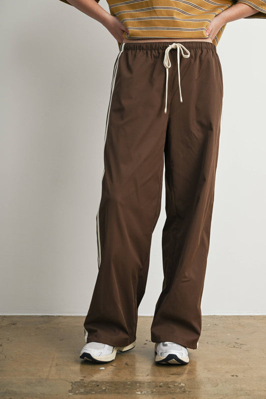 Striped Drawstring Wide-Leg Pants, Feathered Farmhouse
