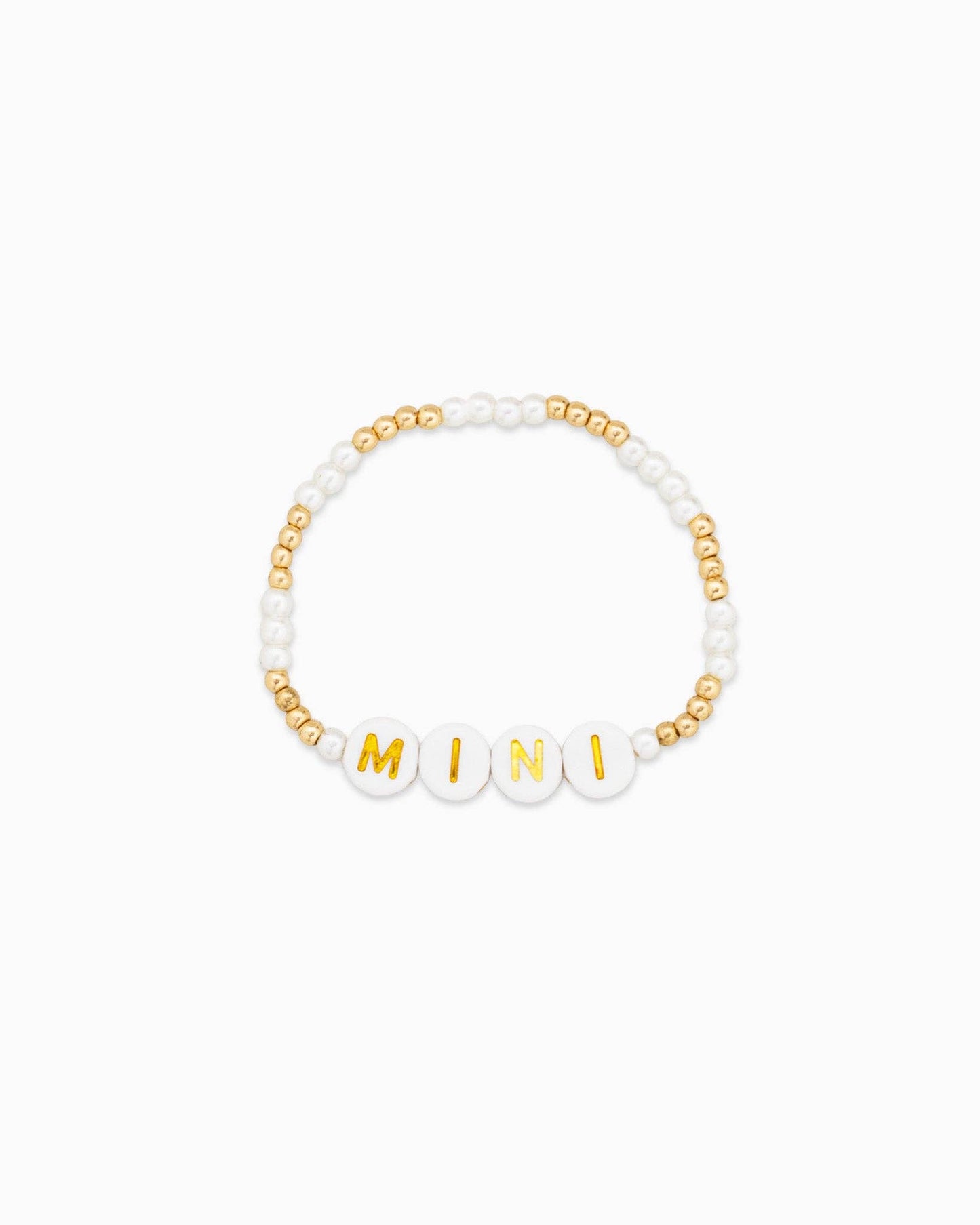 Mama Mini Gold Cream Bead Mix Bracelet Set