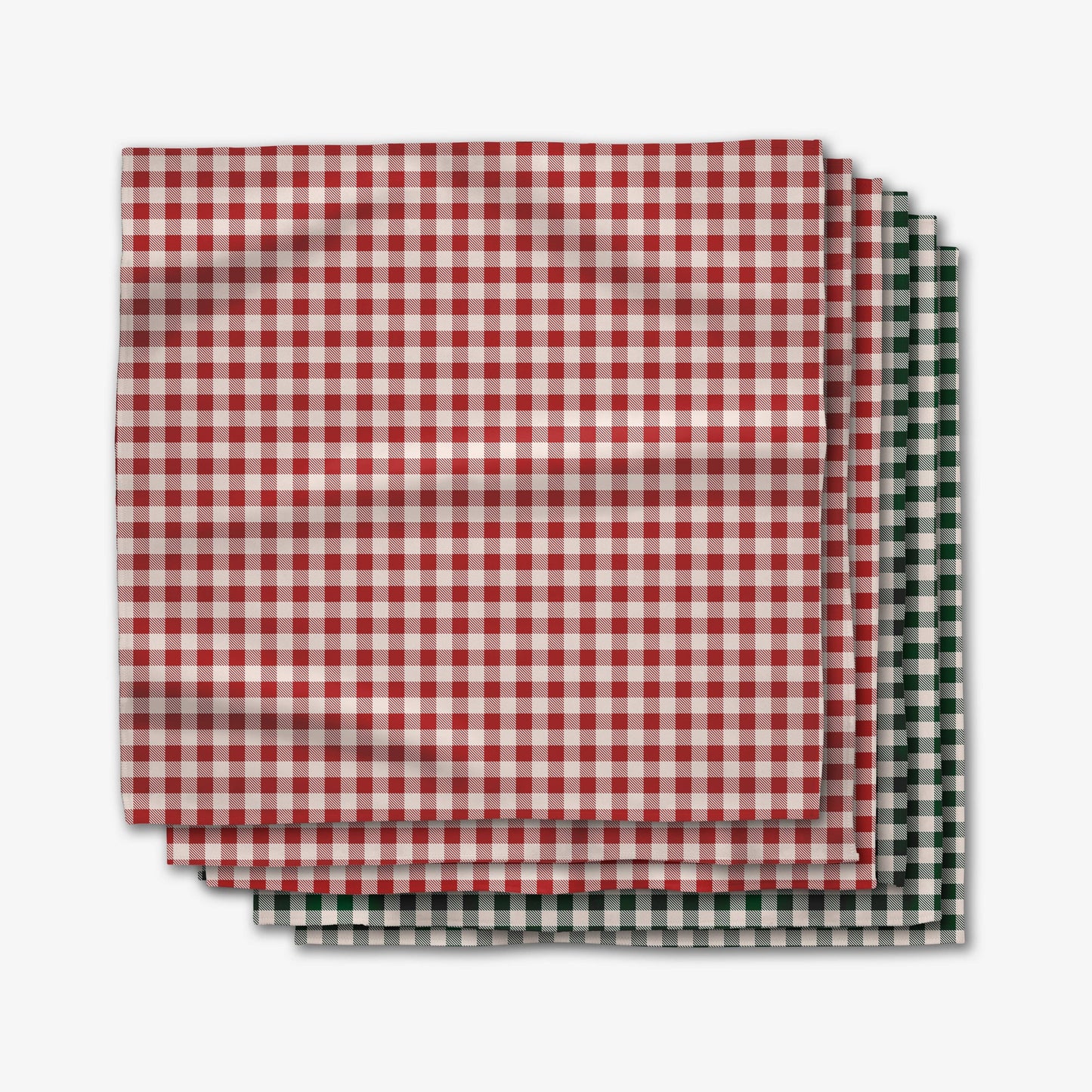 Christmas Gingham Geometry Dinner Napkin Set, Feathered Farmhouse