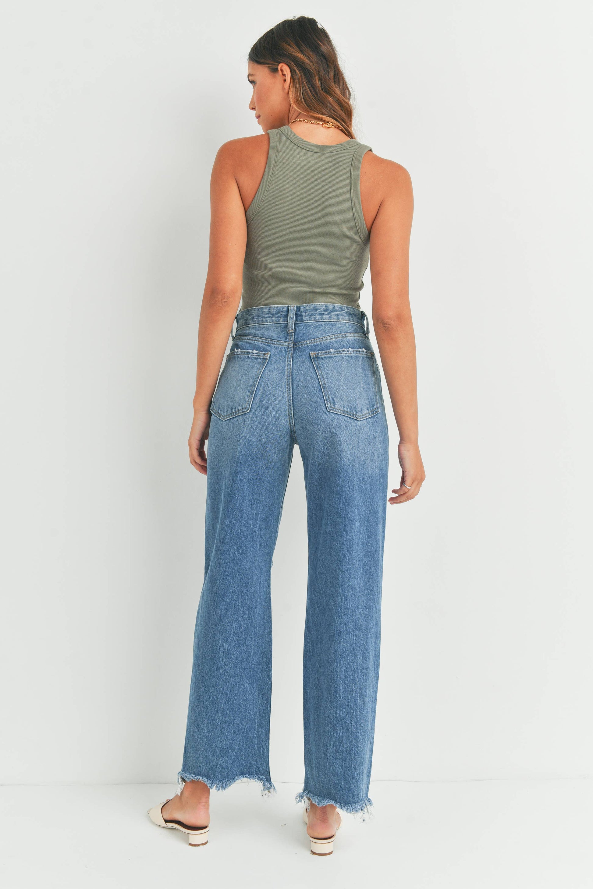 Mid Rise 90's Straight Jeans, Feathered Farmhouse